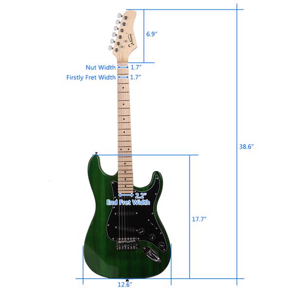 Electric Guitar Kit with Black Pickguard Green