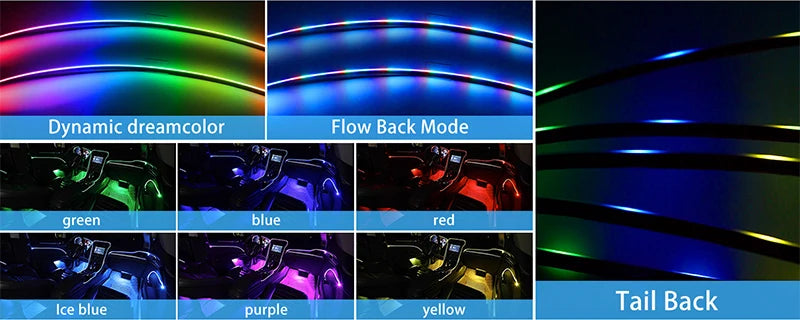 Car Ambient Acrylic Lamp Strips App Remote Control