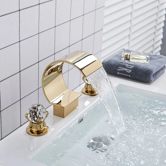 Bathroom Basin Sink Faucet Crystal Dual Handle