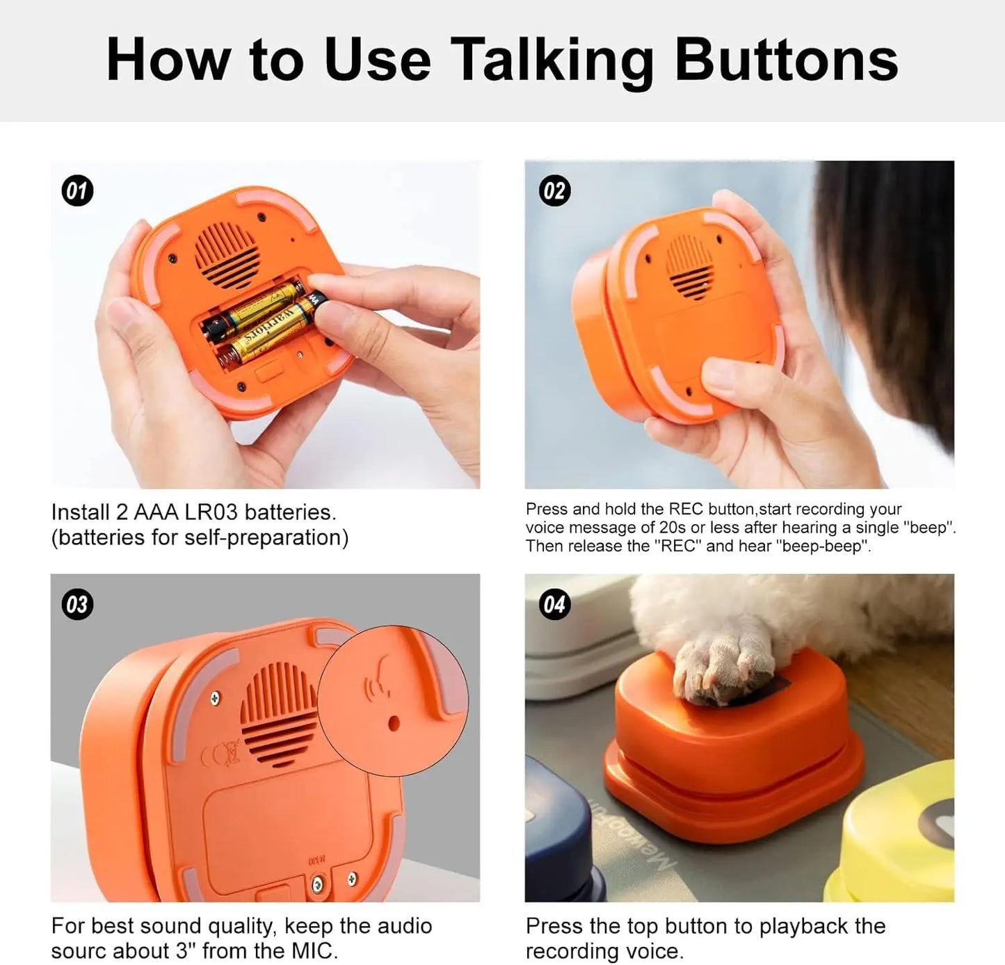 Dog Button Record Talking Pet Communication Vocal Training