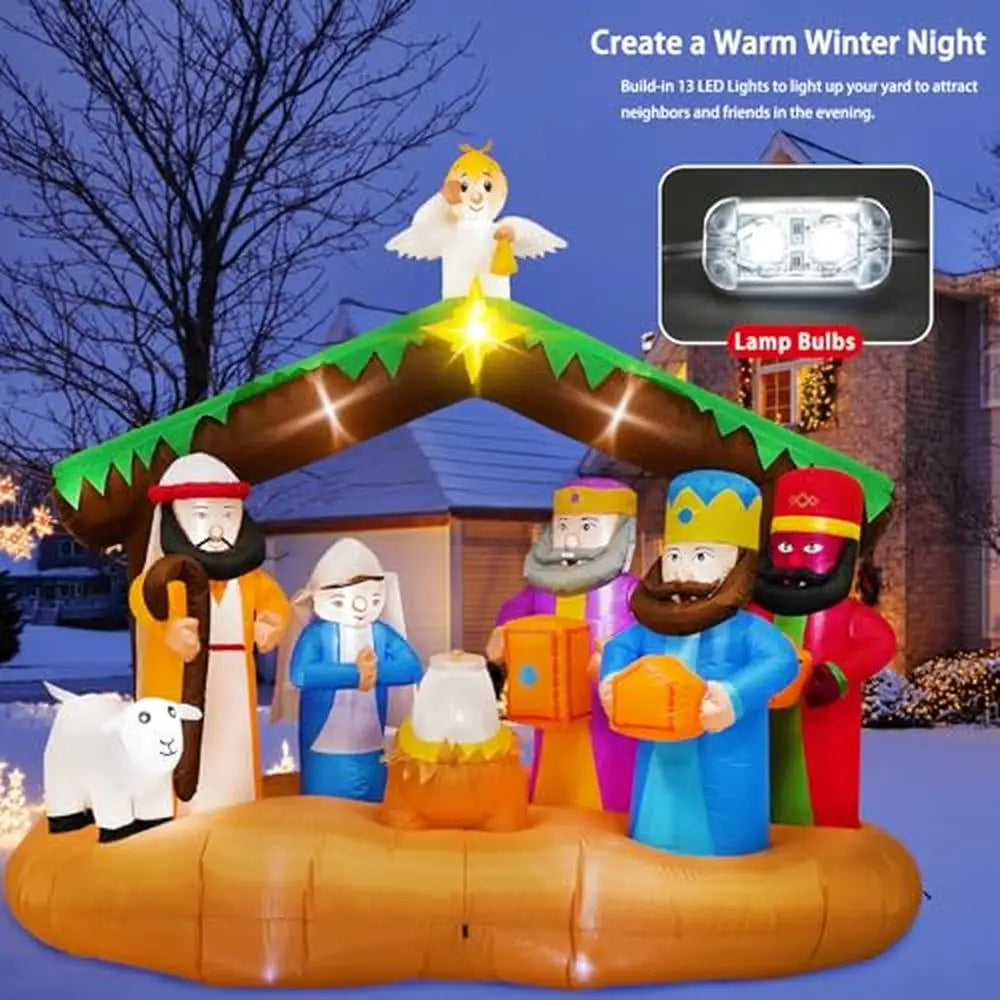 Outdoor Nativity Scene Inflatable Holiday Decor Baby Jesus Mary Joseph