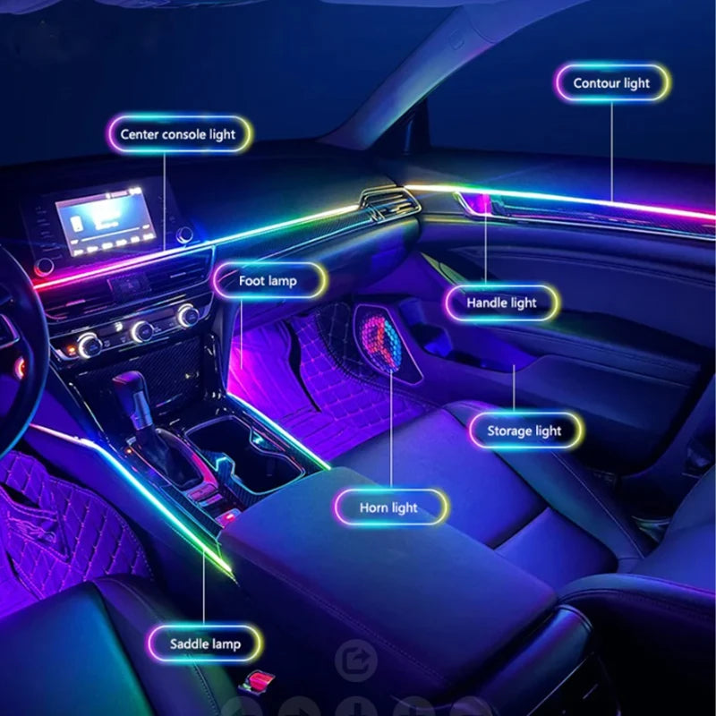 Car Ambient Acrylic Lamp Strips App Remote Control