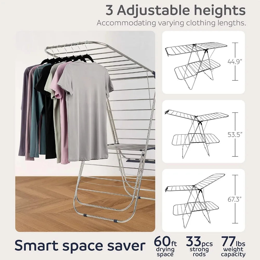 Foldable - 2 Level Stainless Steel Laundry Drying Rack