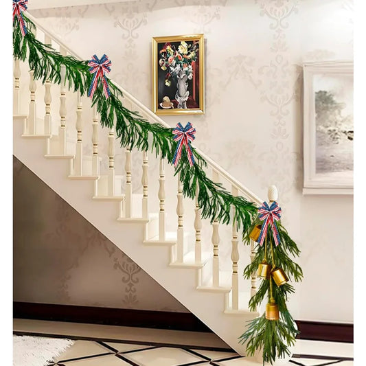 12FTx2 Christmas Norfolk Songhua Ring artificial imitation green flower wreath, Christmas indoor fireplace decoration