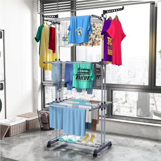 Laundry Drying Rack with Foldable Base, 4 Tier