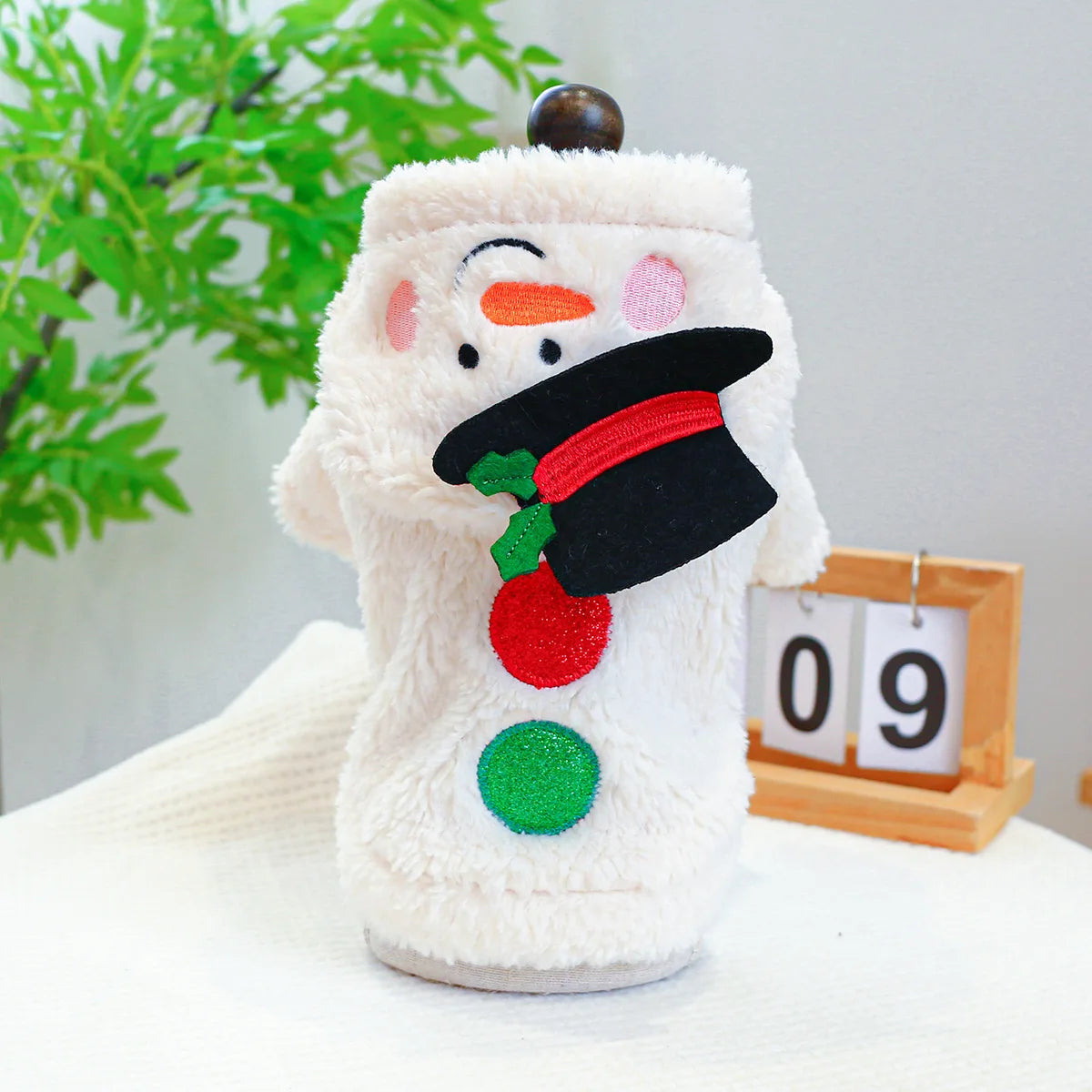 Pet Lamb Fleece Christmas Snowman Coat, Cat Clothing