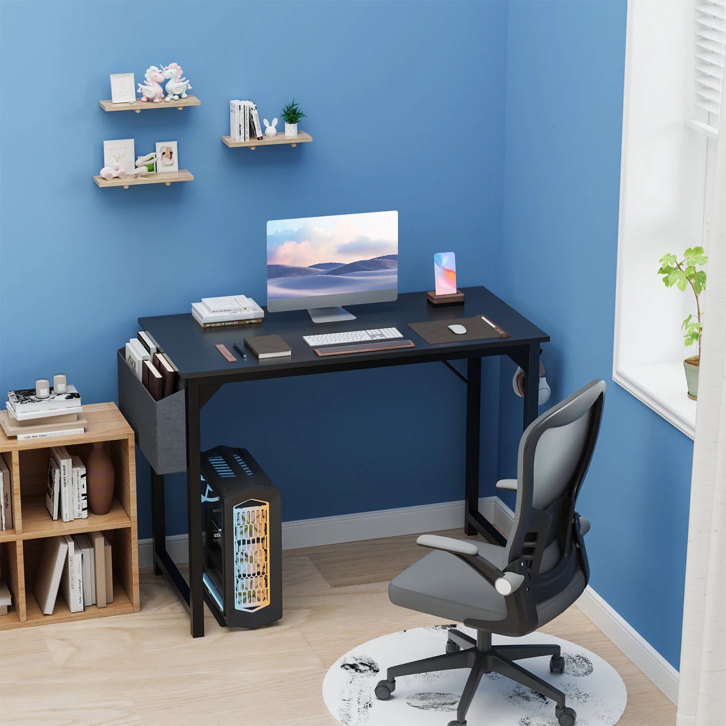 Writing Study Office Table  with Side Bag Headphone Hook