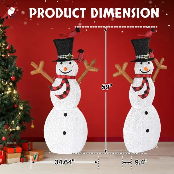 Lighted Snowman Christmas Yard Decorations, Pre-lit Snowman and Birds with 170 LED White Lights and Stakes for Xmas Outdoor