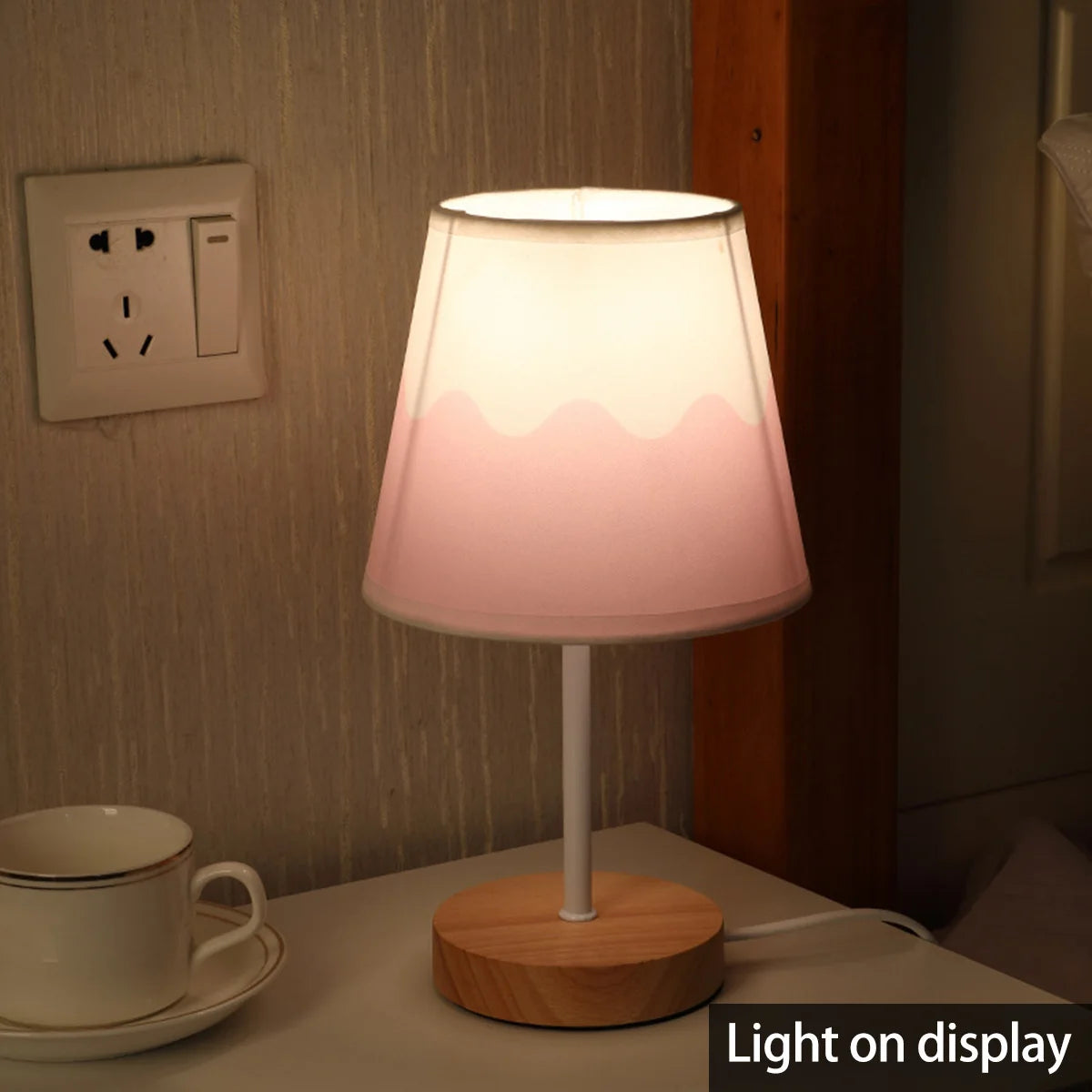 Wooden Table Lamp USB Powered Nightstand Warm Light