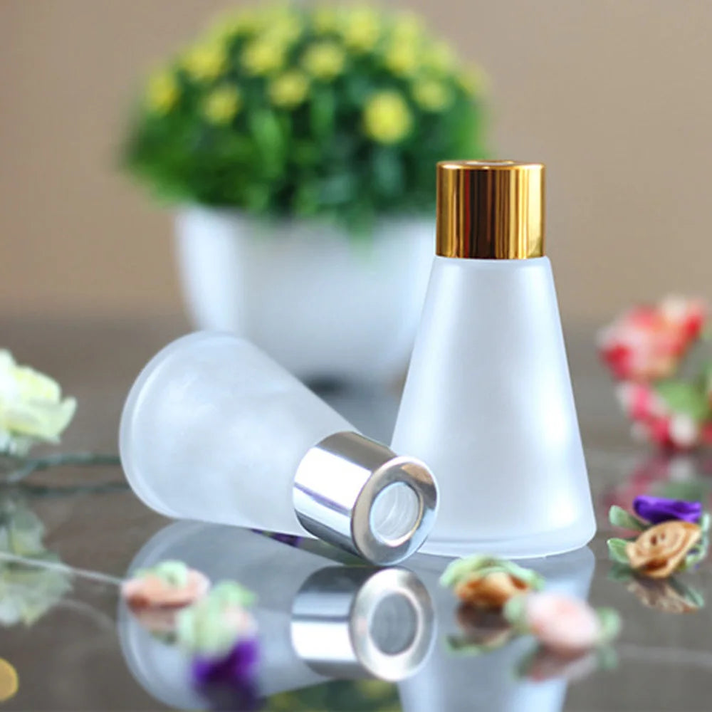 Empty Cone Shape Fragrance Frosting Glass  Diffuser Bottle Lids