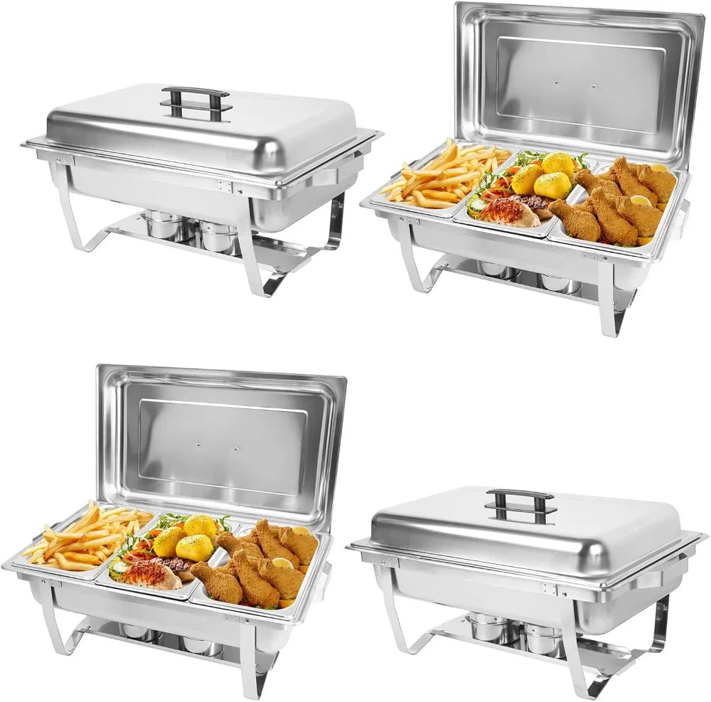 4 Pack Chafing Dish Buffet Set Chafers and Buffet Warmer