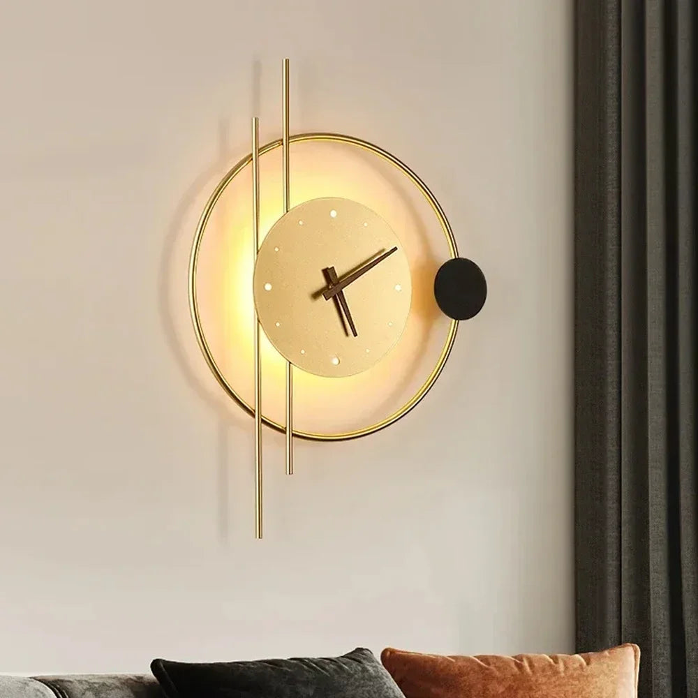 Modern LED Clock Wall Lamp for Bedroom Living Dining Room Aisle Porch