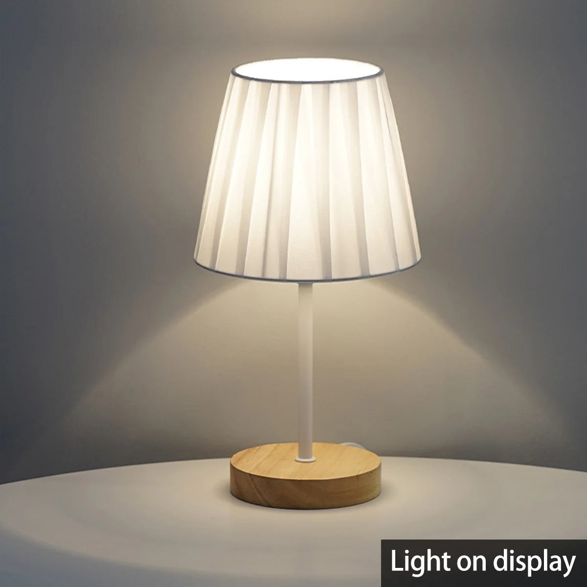 Wooden Table Lamp USB Powered Nightstand Warm Light