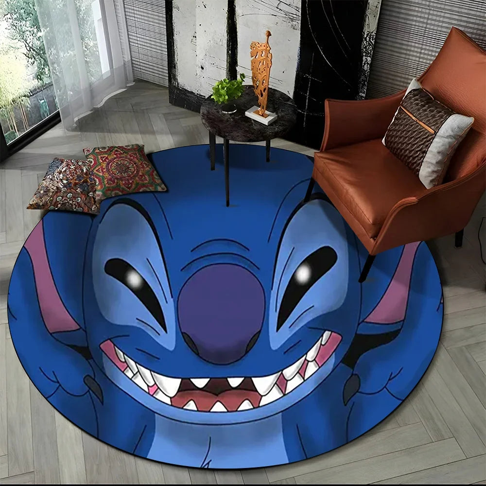 26 Style Cute Stitch Disney Cartoon Round Area Rug, Carpet Floor Mat