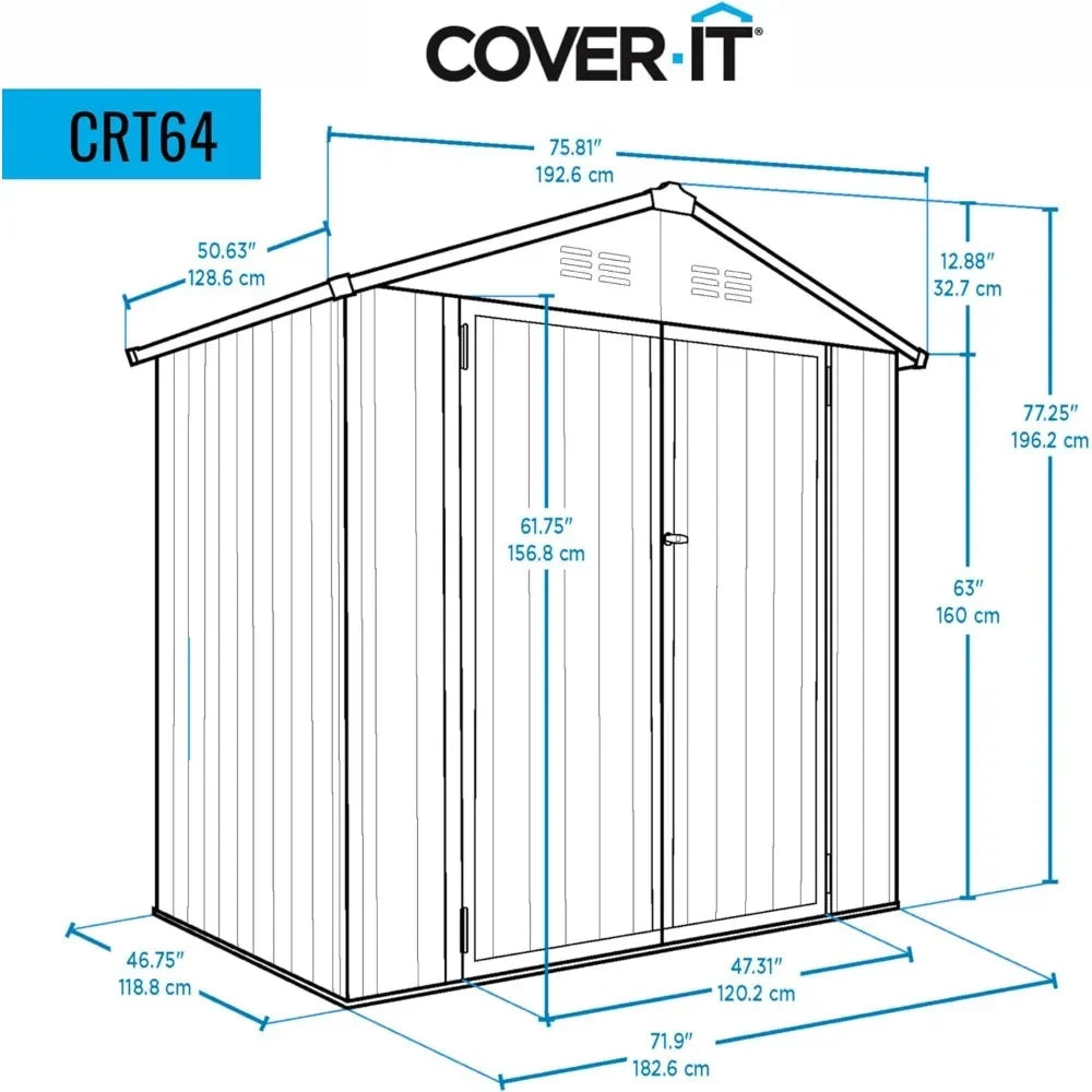 Outdoor Storage Shed with Swinging Double Lockable Doors