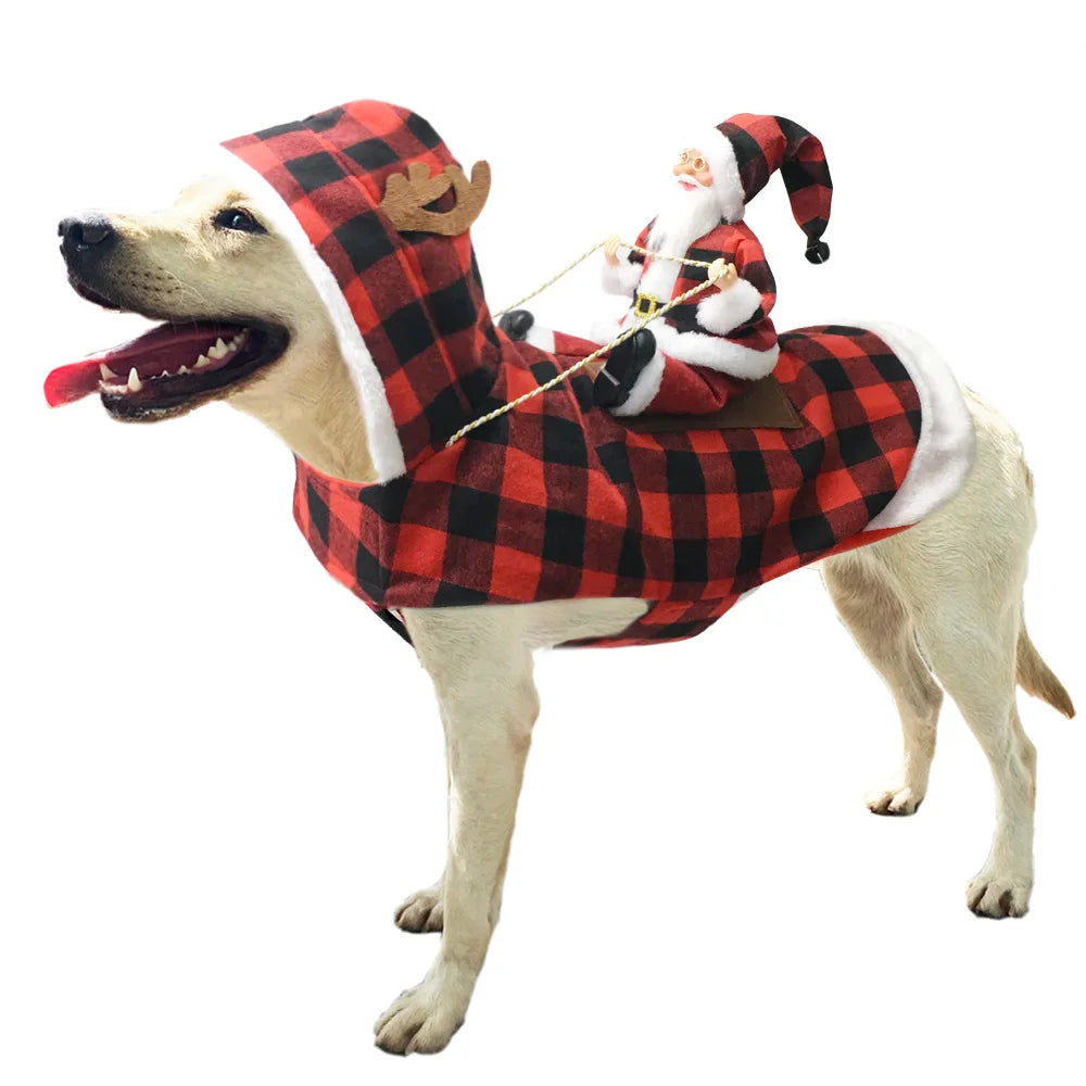 1pc, Christmas Clothing, Santa Claus, Ski Riding Pet Clothing