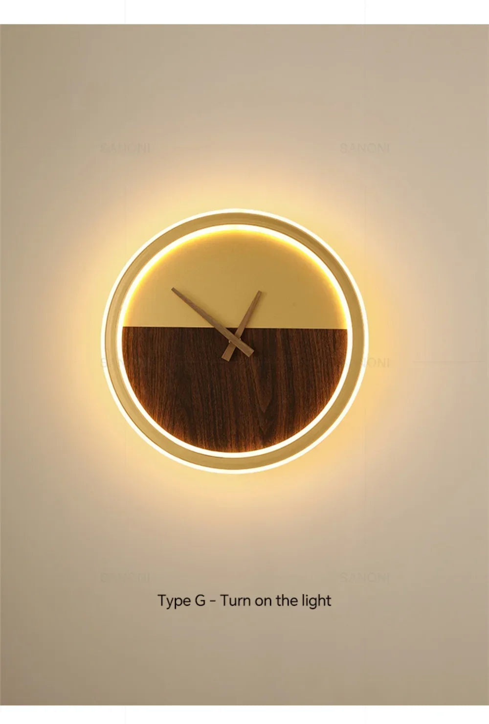 Modern LED Clock Wall Lamp for Bedroom Living Dining Room Aisle Porch