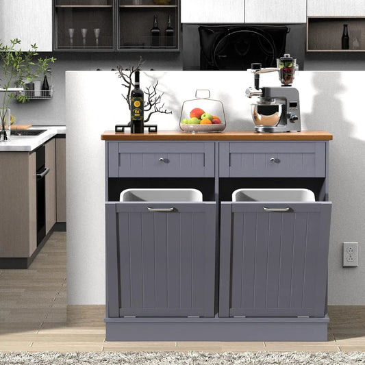 Double Tilt Out Trash Can Bin Kitchen Free Standing Laundry Sorter