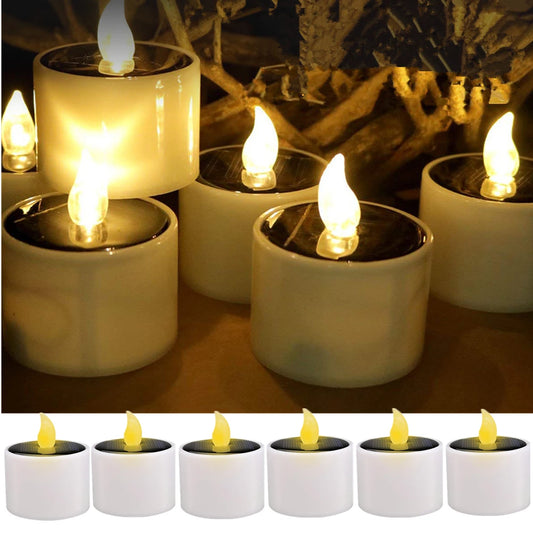 Solar 6Pcs Candle Tea light Flickering Flameless