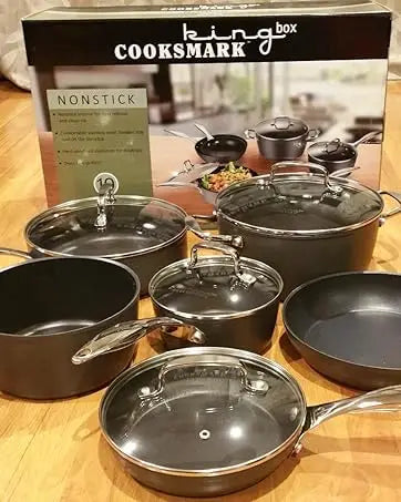 Nonstick Ceramic Cookware Set with Glass Lids & Stainless Steel Handles