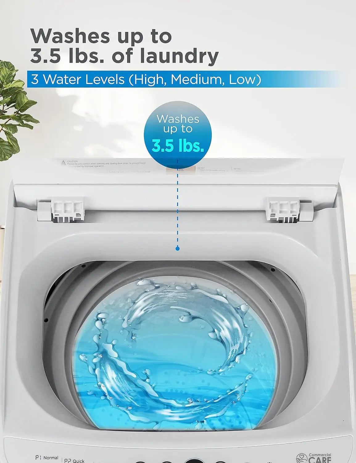 0.9 Cu. Ft. Portable Washing Machine with 6 Wash Cycles Featuring 3 Water Levels