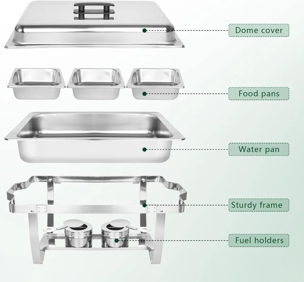 4 Pack Chafing Dish Buffet Set Chafers and Buffet Warmer