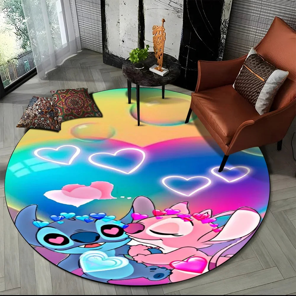 26 Style Cute Stitch Disney Cartoon Round Area Rug, Carpet Floor Mat