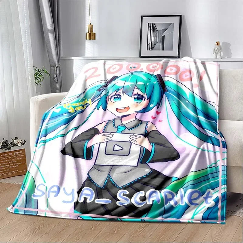 Anime Vocaloid Girl Blanket Kawaii Miku Lightweight Soft Bedspread