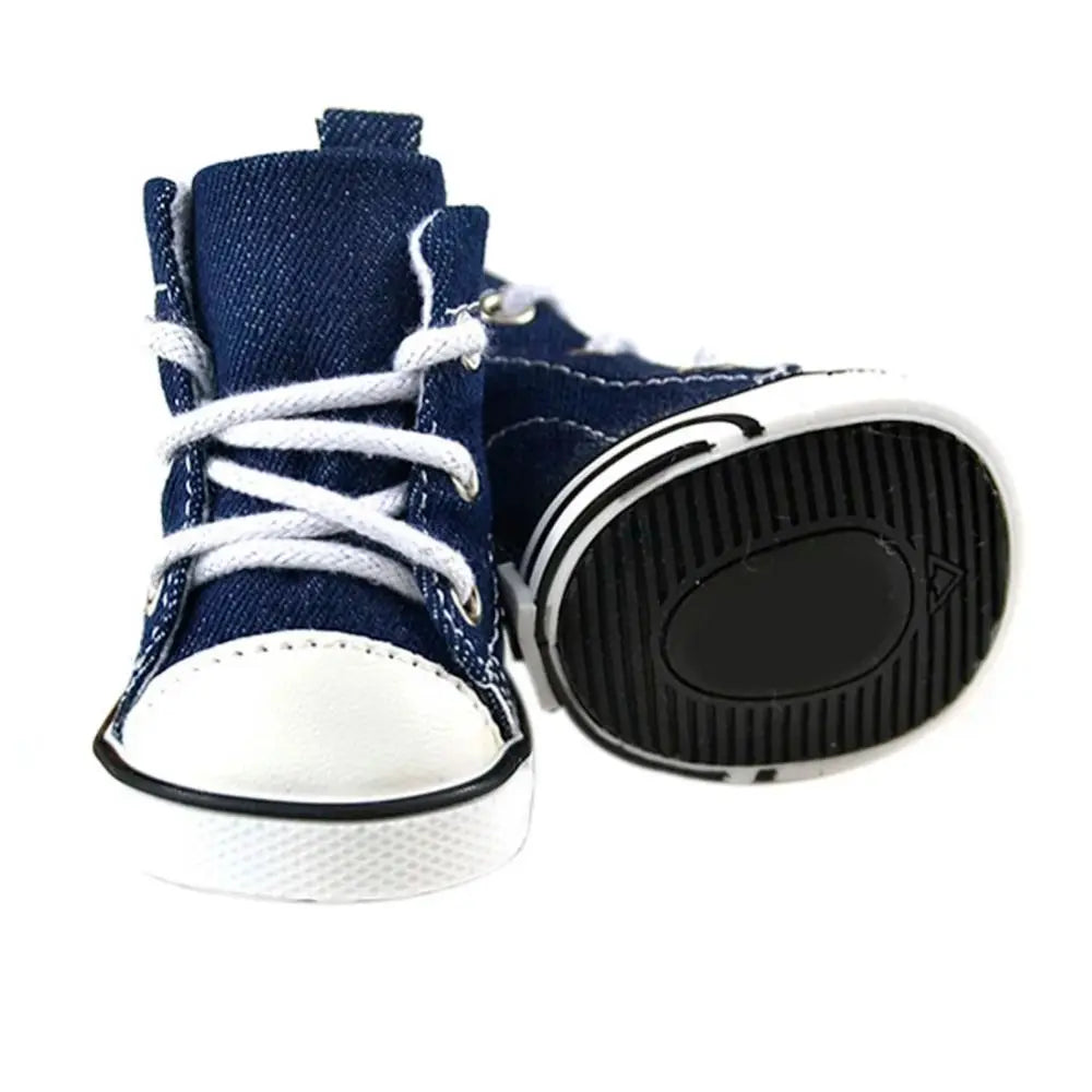 4PCS/Set Anti-skidding Denim Canvas Dog Shoes Pet Shoes