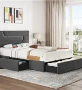 Queen Size Bed Frame With 2 USB Charging Station/Port