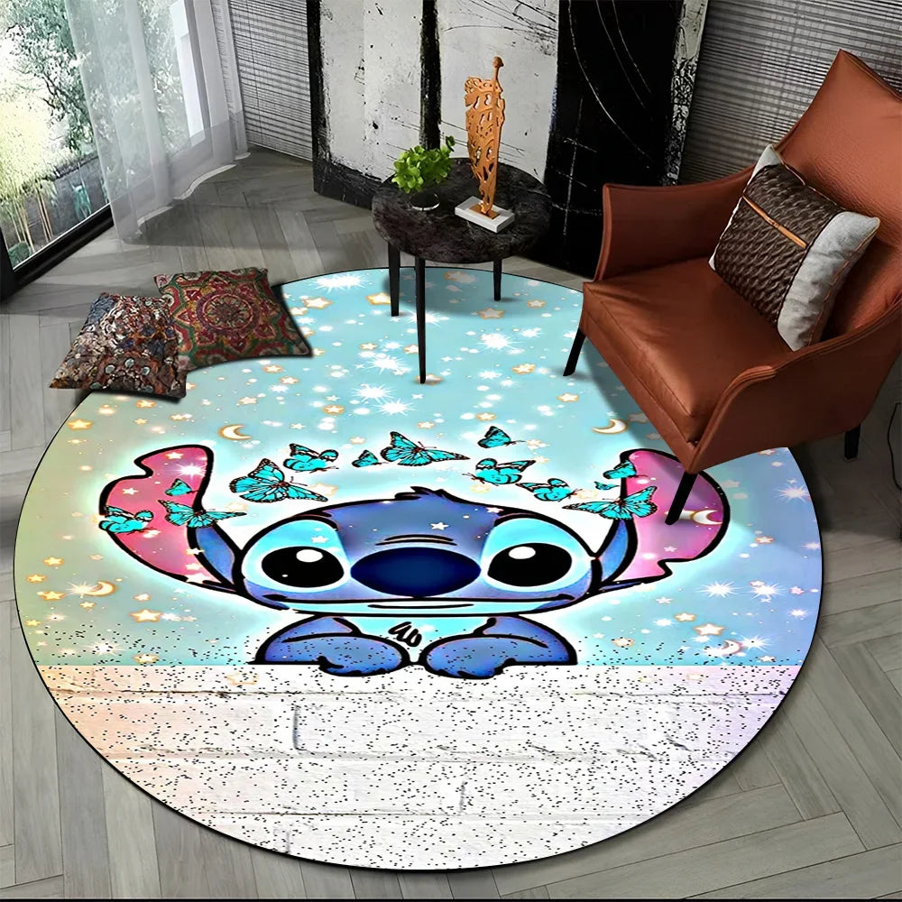 26 Style Cute Stitch Disney Cartoon Round Area Rug, Carpet Floor Mat