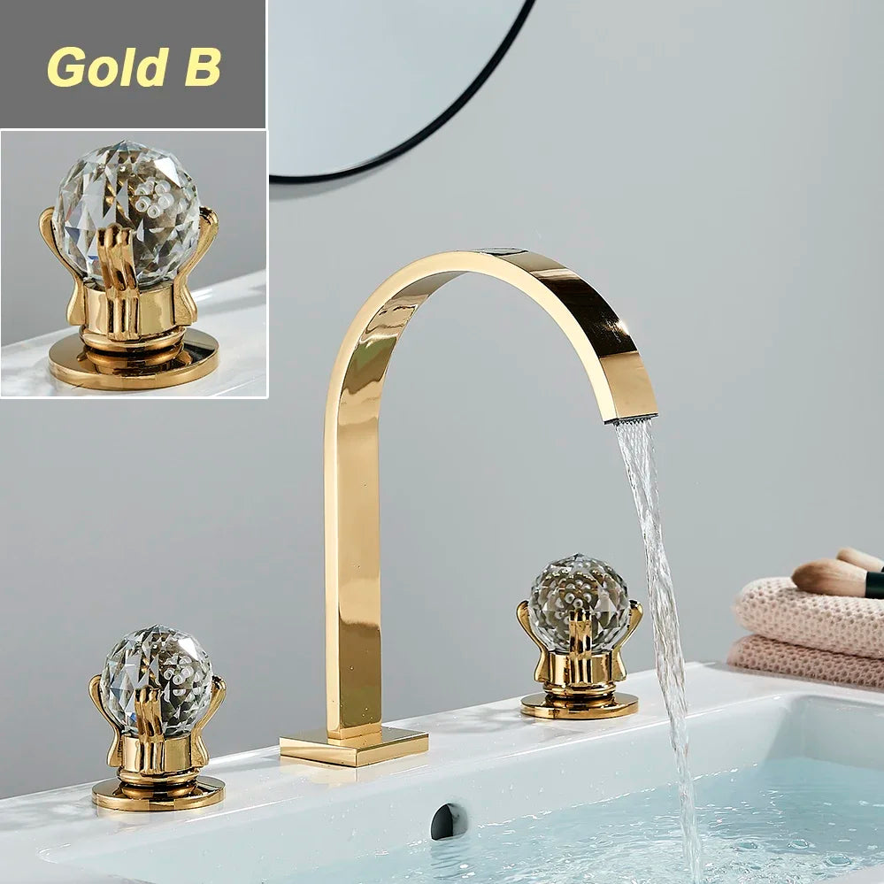 Bathroom Basin Sink Faucet Crystal Dual Handle