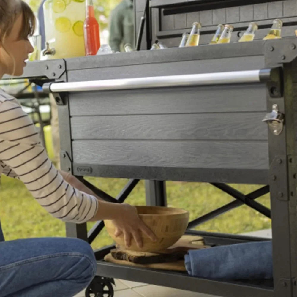 Portable Outdoor Insulated Beverage Party Bar Cart Table