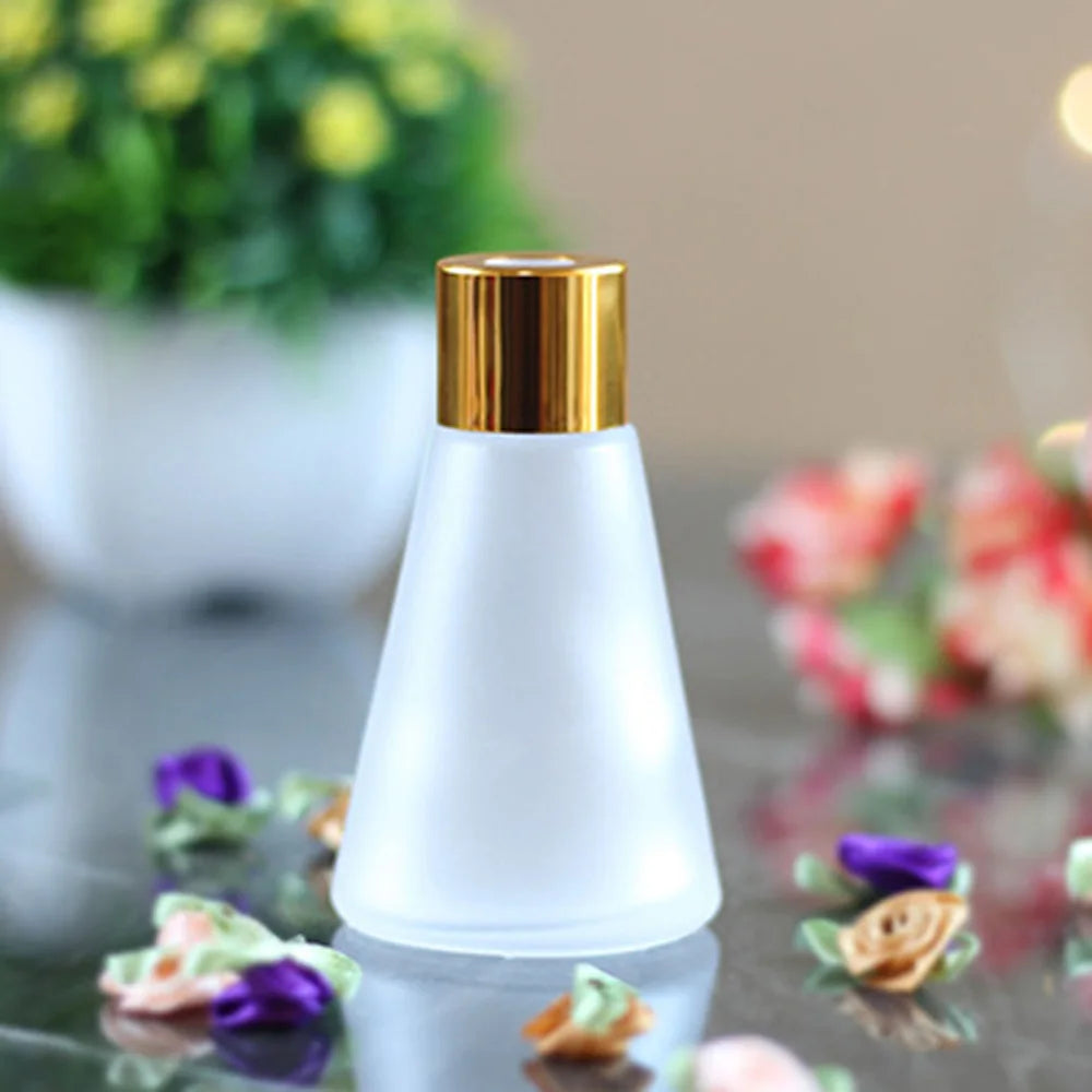 Empty Cone Shape Fragrance Frosting Glass  Diffuser Bottle Lids