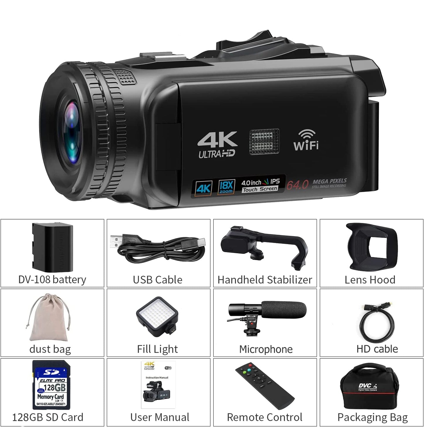 Digital Camera 4K Wifi Full HD Touch Screen Video