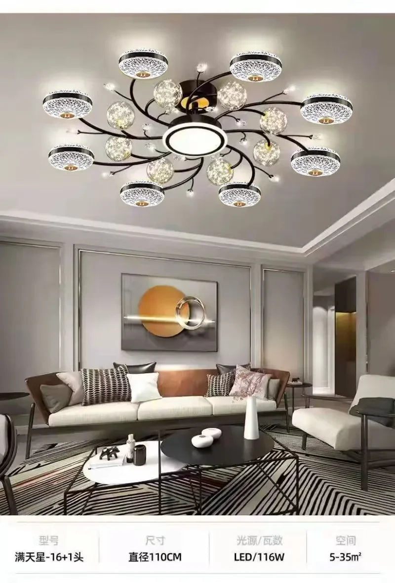 Living Room Black Ceiling Light Glass Decorative Lamps