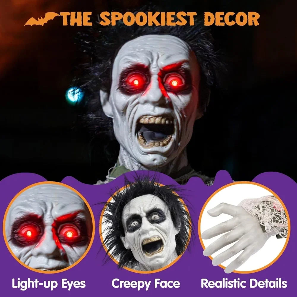 Halloween  Movable Zombie with Scary Sound and Glowing LED Eyes,