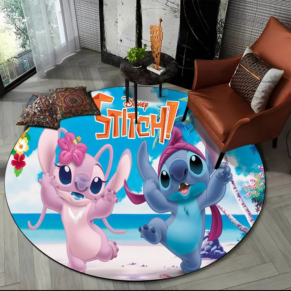 26 Style Cute Stitch Disney Cartoon Round Area Rug, Carpet Floor Mat