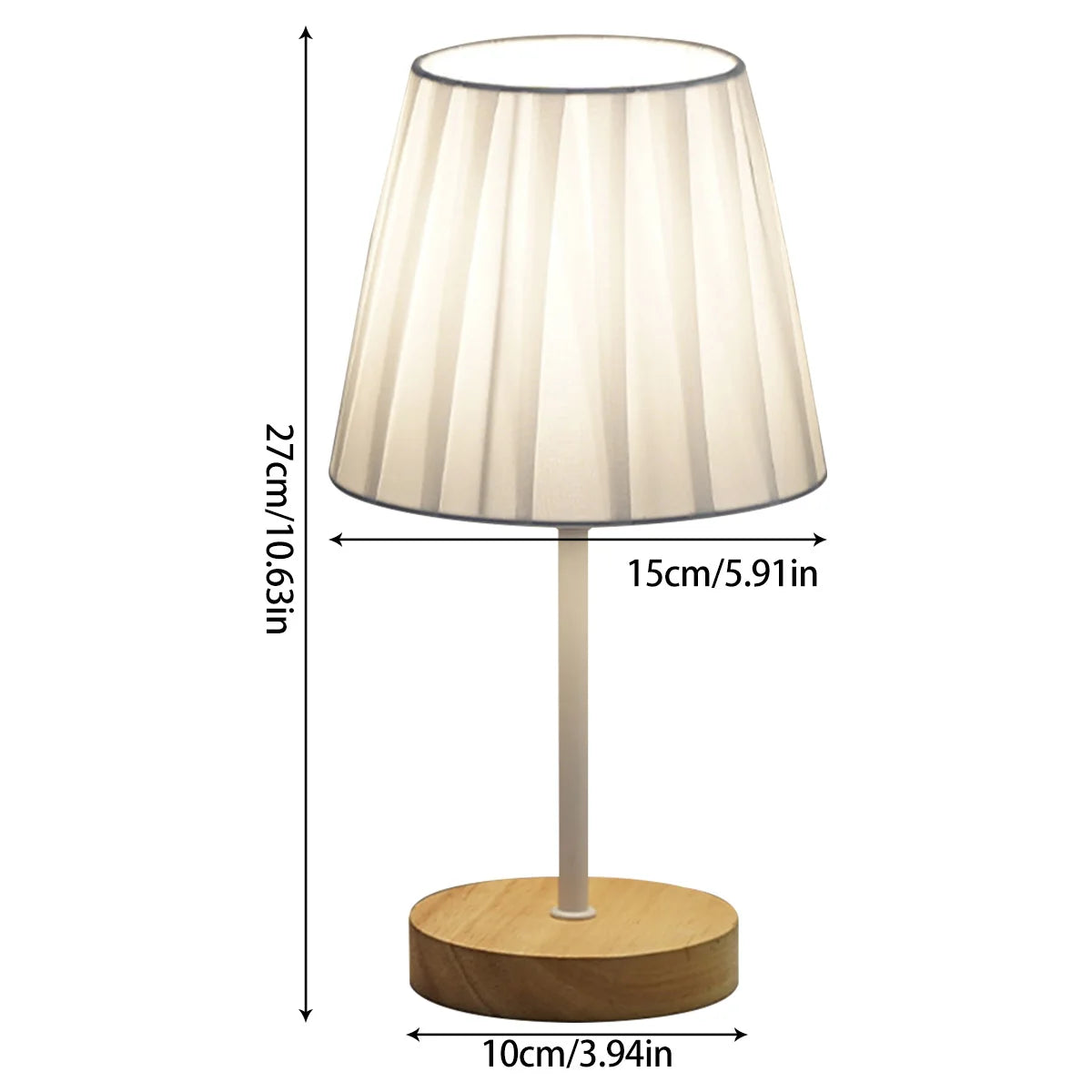 Wooden Table Lamp USB Powered Nightstand Warm Light