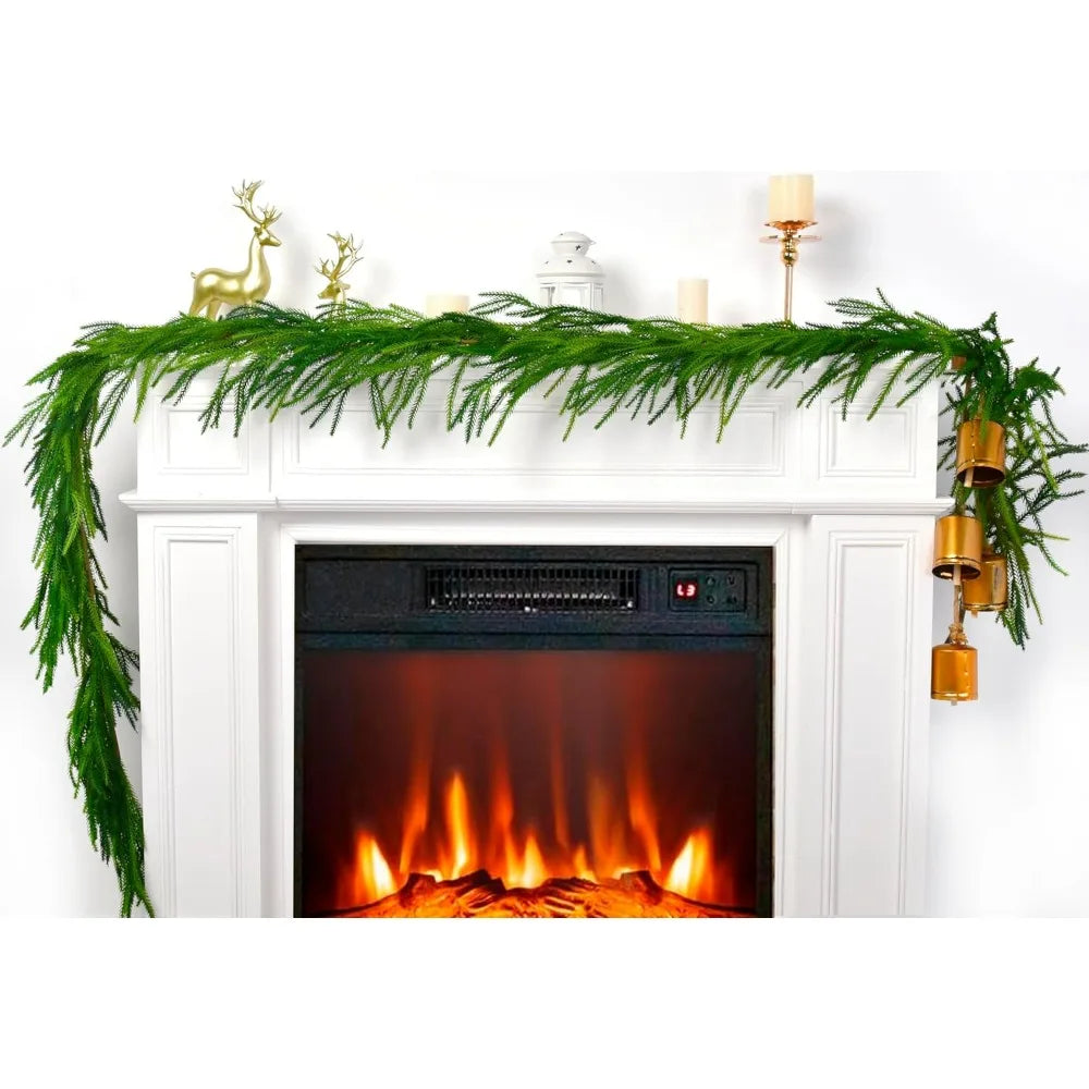 12FTx2 Christmas Norfolk Songhua Ring artificial imitation green flower wreath, Christmas indoor fireplace decoration