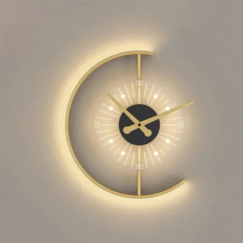 Modern LED Clock Wall Lamp for Bedroom Living Dining Room Aisle Porch