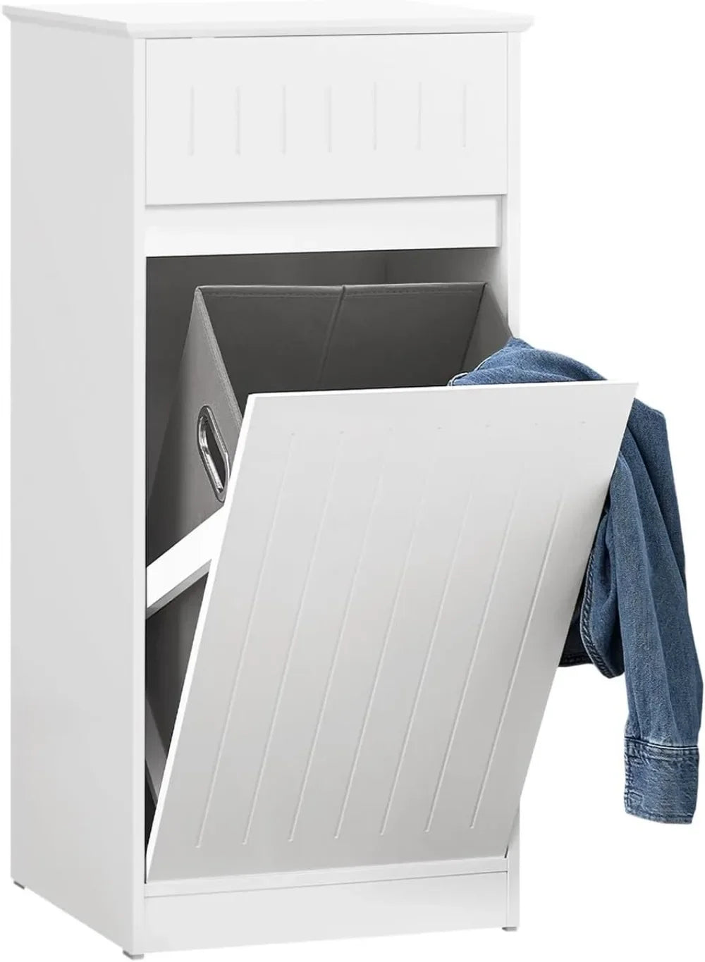 Tilt-Out Laundry Hamper, Bathroom Storage Cabinet with Drawer