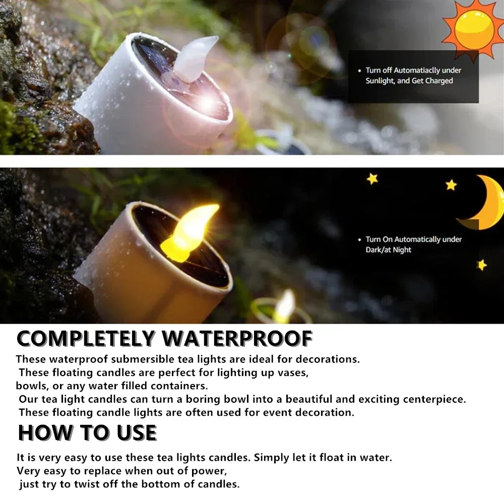 Solar 6Pcs Candle Tea light Flickering Flameless