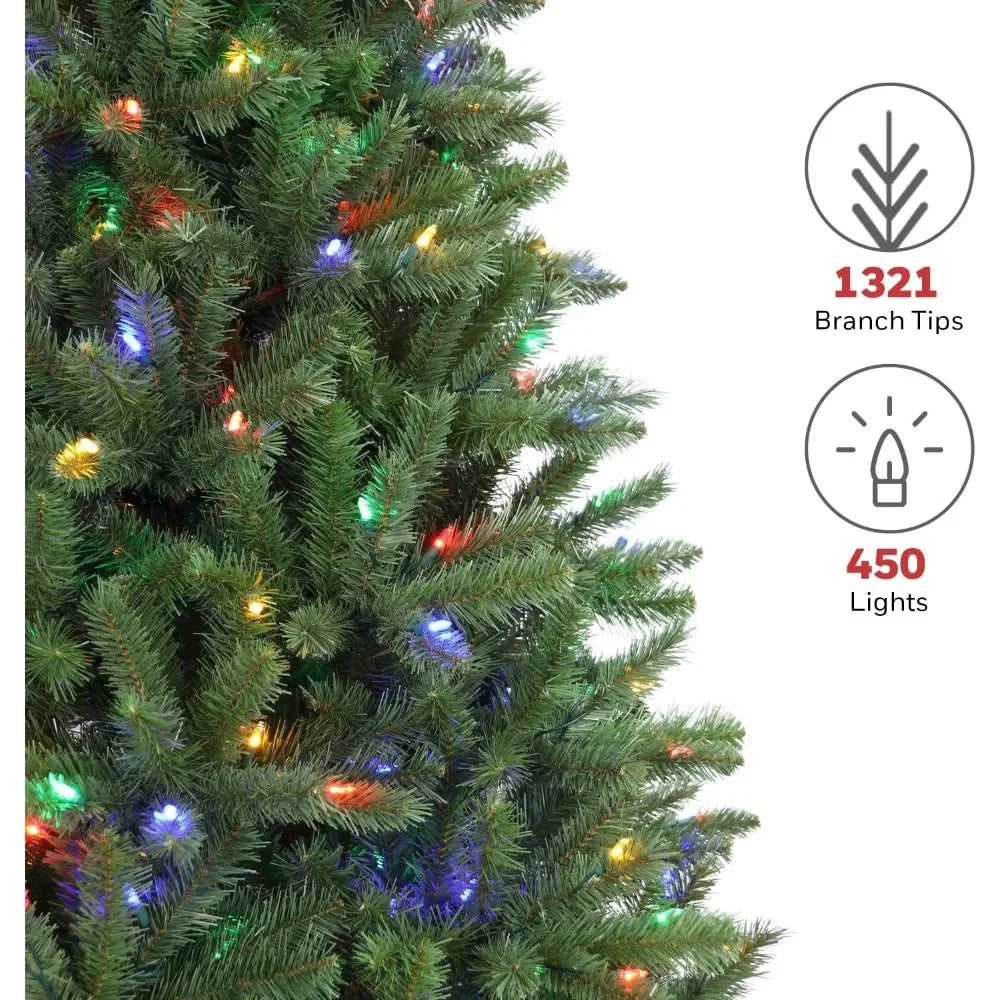 7.5-foot Pre Installed Christmas Tree with LED Lights