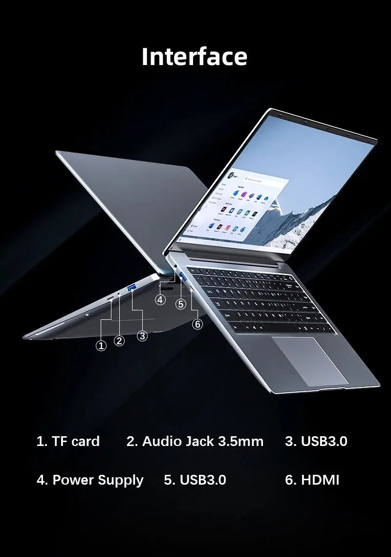 2024 New Laptop Computer Windows 11 Pro Ultra Slim Notebook