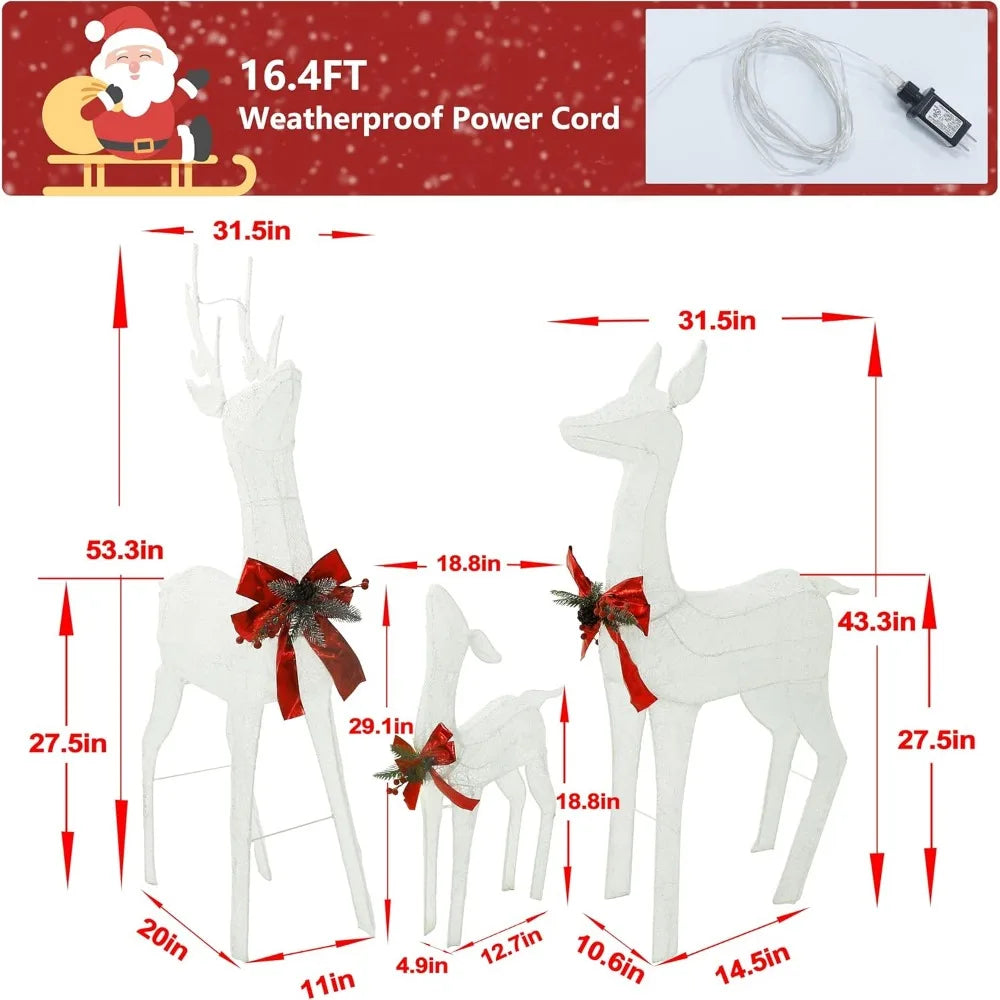 Outdoor Lighted Deer Family Set