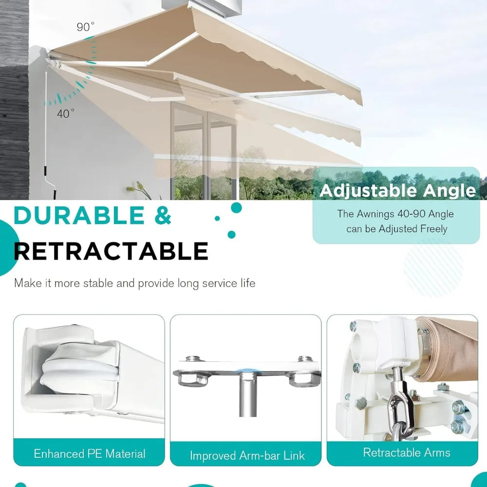 Manual Retractable  Patio Canopy  Deck Awnings