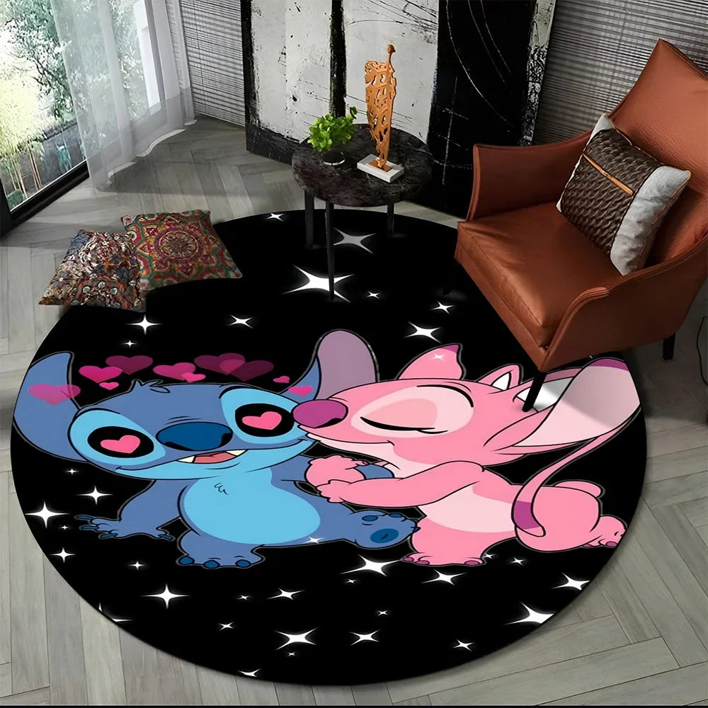 26 Style Cute Stitch Disney Cartoon Round Area Rug, Carpet Floor Mat