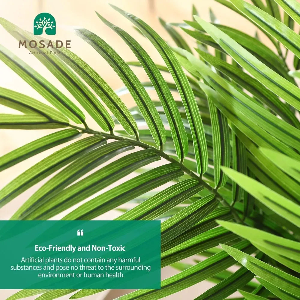 Fake Potted Areca Palm Plant with Handmade Seagrass Basket