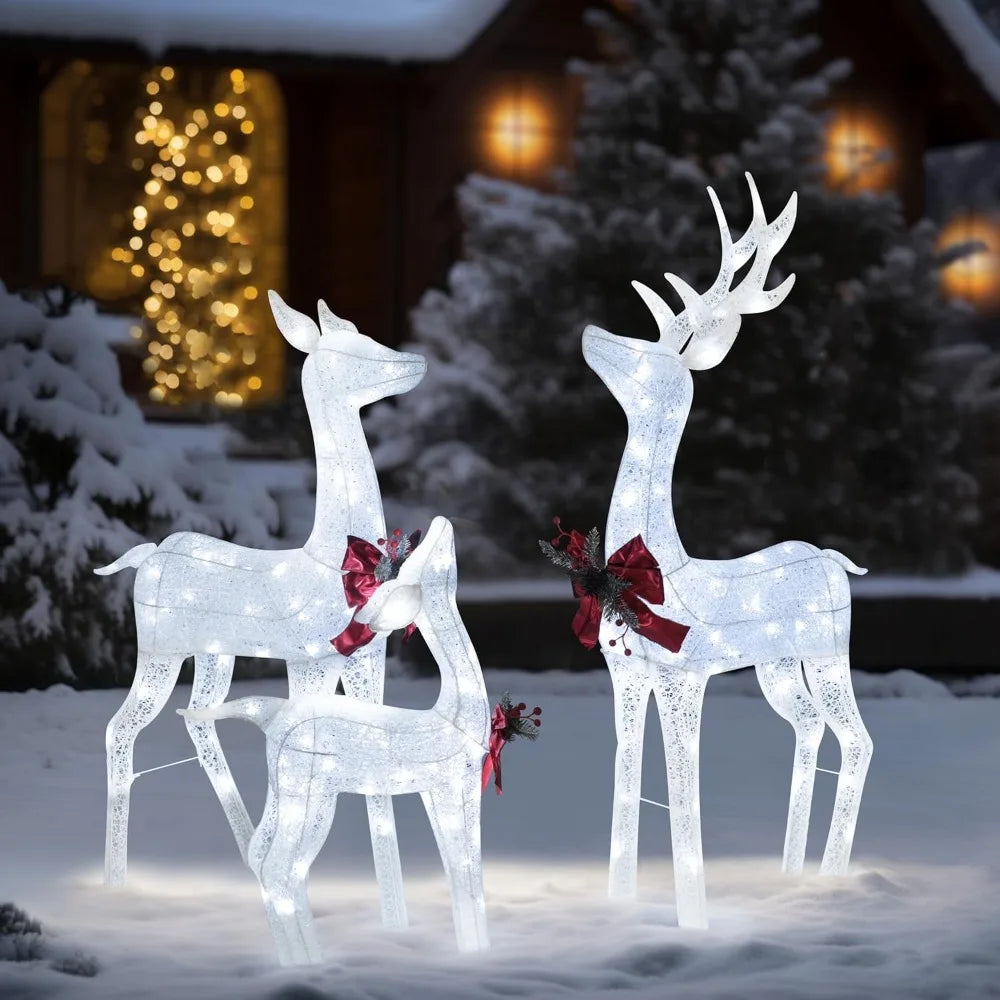 Outdoor Lighted Deer Family Set